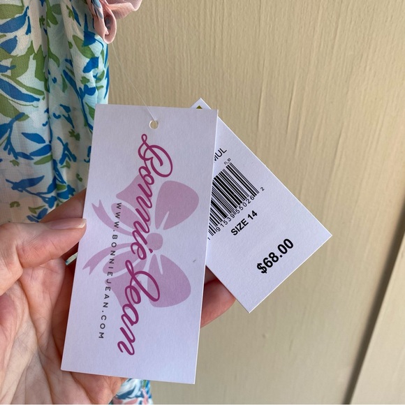 Bonnie Jean Pink and Blue Floral Kids Casual Dress - Picture 3 of 10